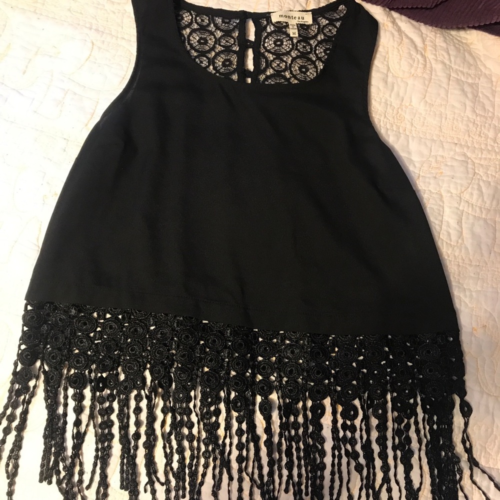 Black fringe tank top